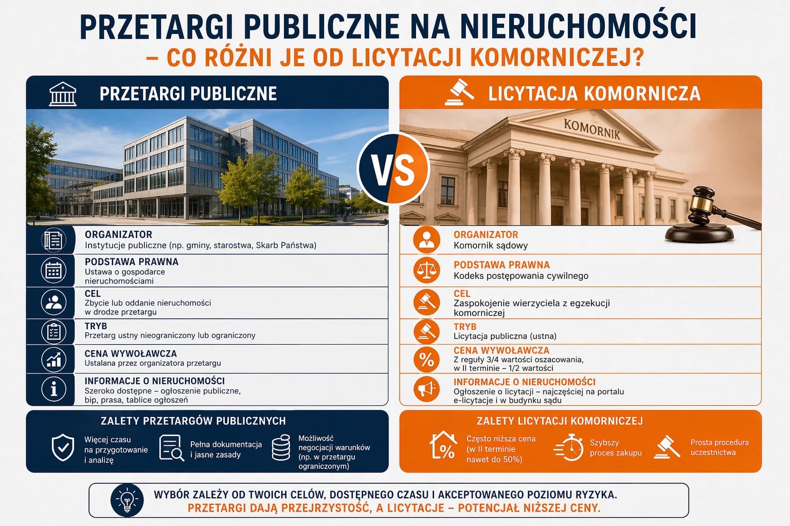 Przetargi publiczne na nieruchomości – co różni je od licytacji komorniczej?